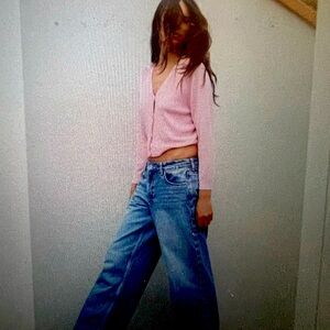 Zara wide leg, mid rise jeans